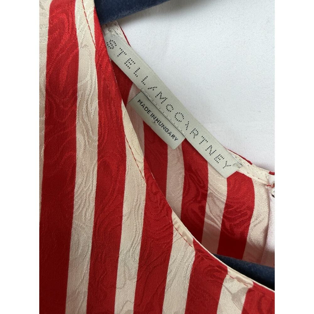 Stella McCartney Resort 2014 Red Stripe Chevron Moire Jacquard Dress Rare US 10 - Picture 11 of 15